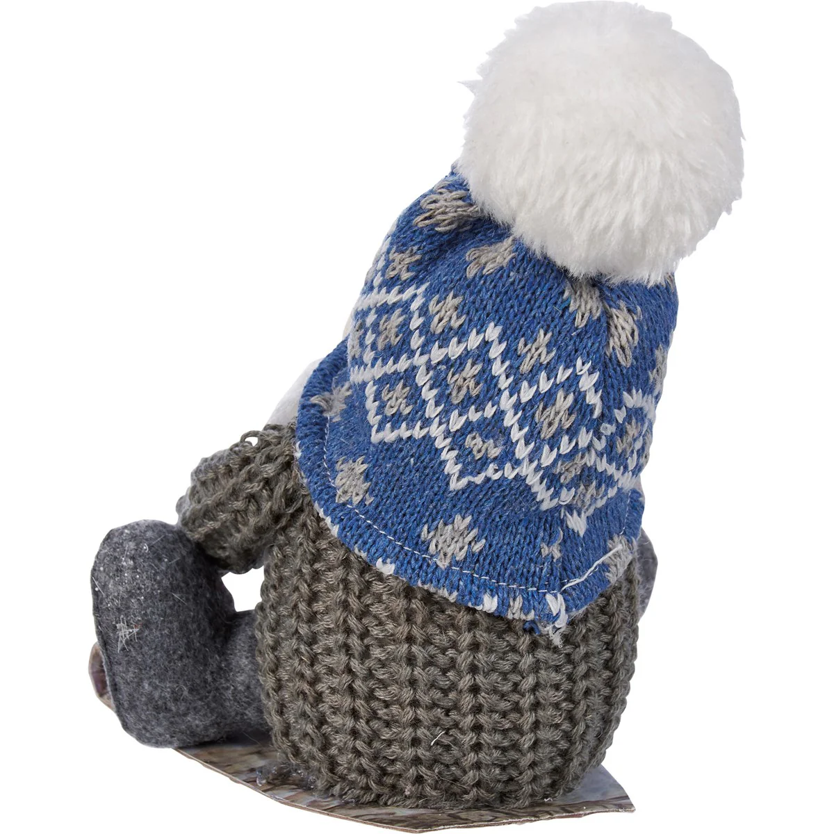 Sledding Gnome Figure in Blue Knit Cap - Image 3