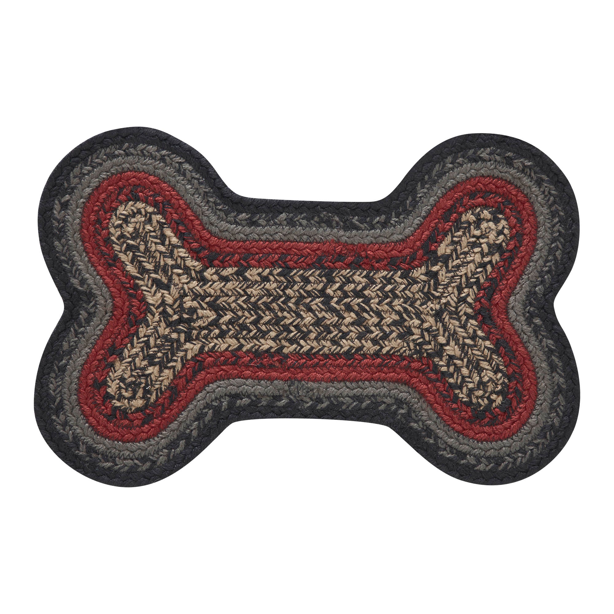 Small Bone Shaped Rug Red Black Gray Indoor/Outdoor - Image 2