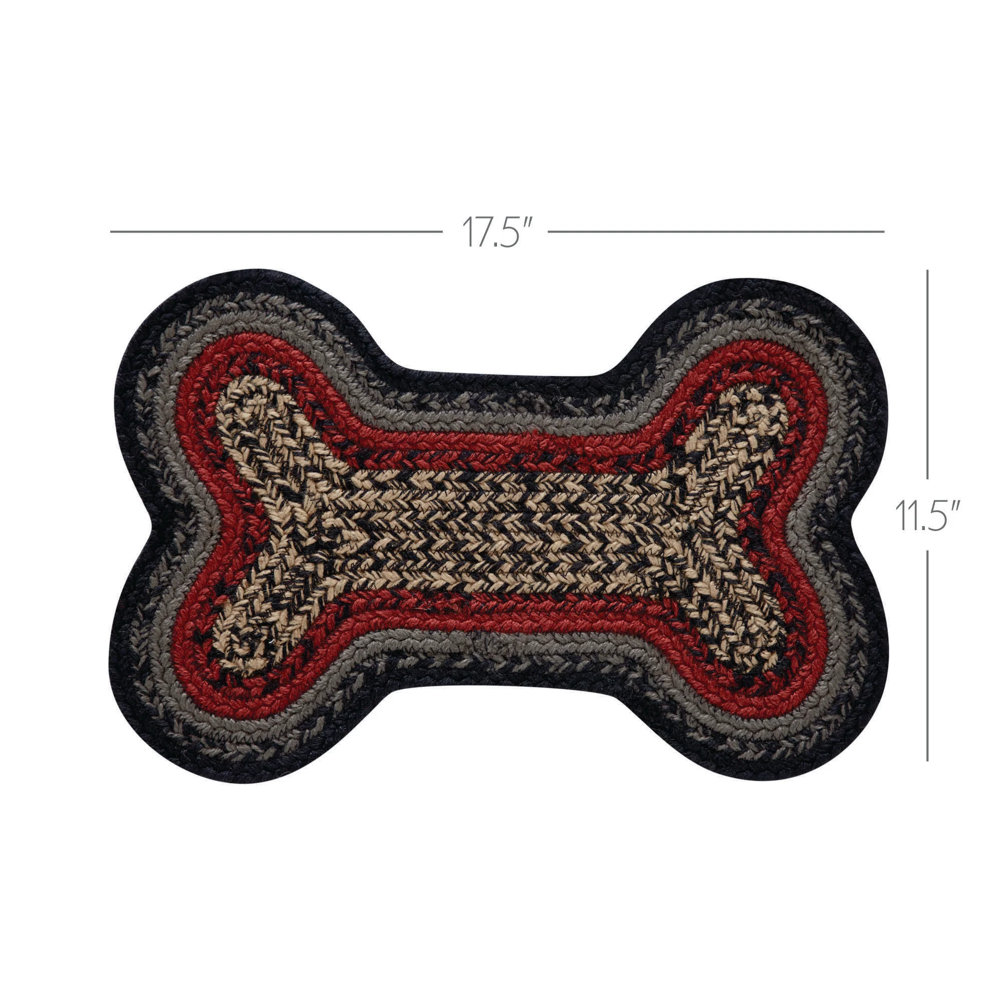 Small Bone Shaped Rug Red Black Gray Indoor/Outdoor - Image 3