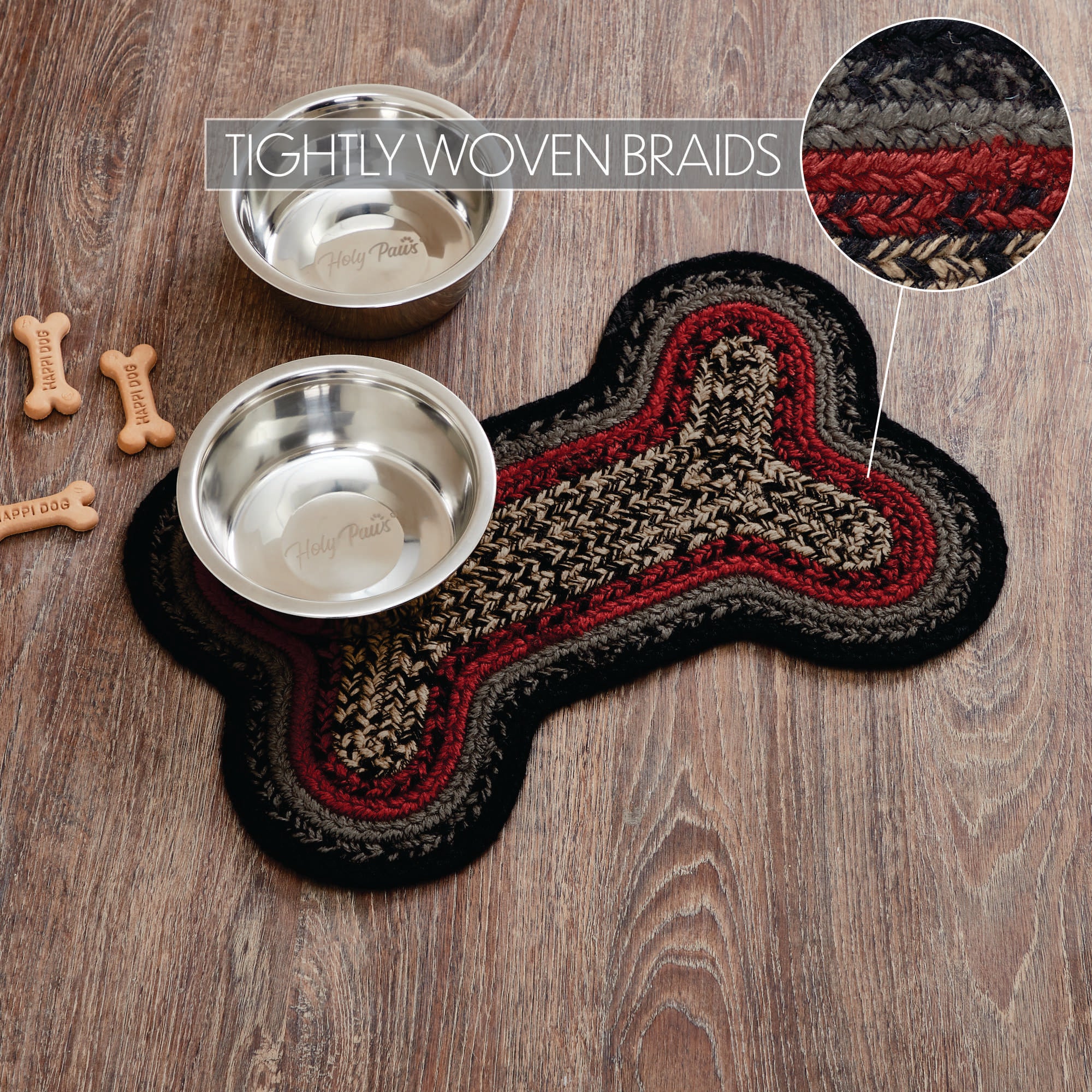 Small Bone Shaped Rug Red Black Gray Indoor/Outdoor - Image 4