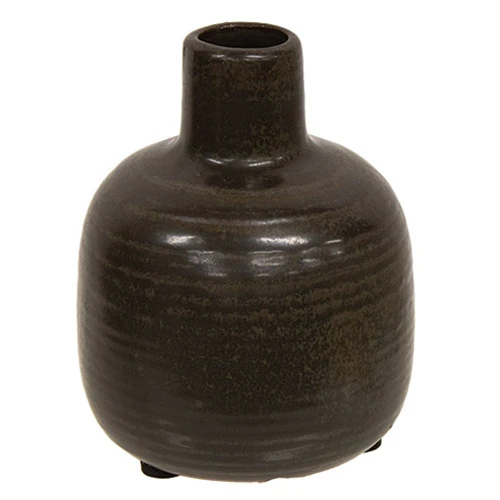 Small Brown Narrow Neck Porcelain Jar 4" H
