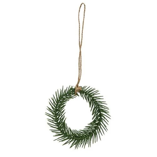 Small Faux Pine Wreath 4" D Hanger - Image 2