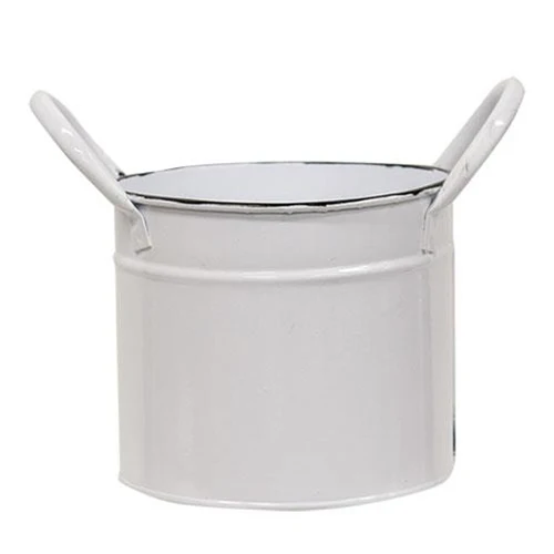 ๐ Small White Enamel Bucket with Handles