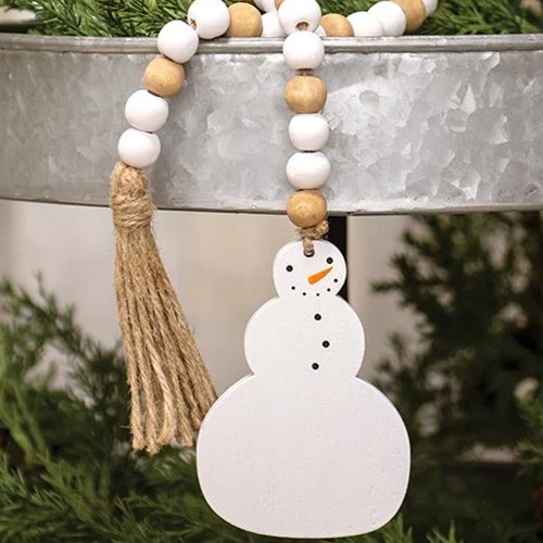 Smiling Snowman 24" Wooden Beaded Garland