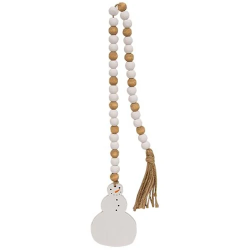 Smiling Snowman 24" Wooden Beaded Garland - Image 2
