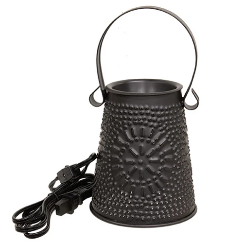 Smoky Black Punched Tin Wax Melt Burner with 40W Bulb