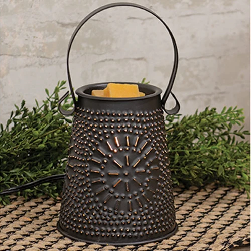 Smoky Black Punched Tin Wax Melt Burner with 40W Bulb - Image 2
