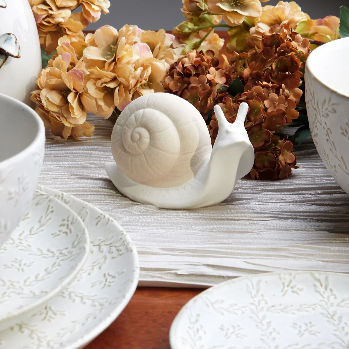 Snail Natural Colors Stoneware Figurine 3.25" H - Image 2