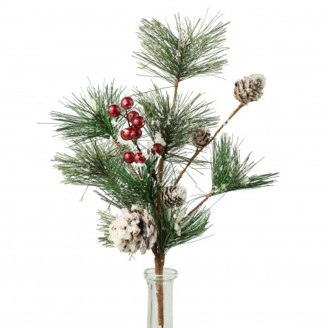 💙 Snow Clump Pine Berry 18" Faux Evergreen Spray