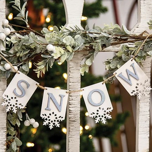 SNOW Letters Tag Garland 21" long