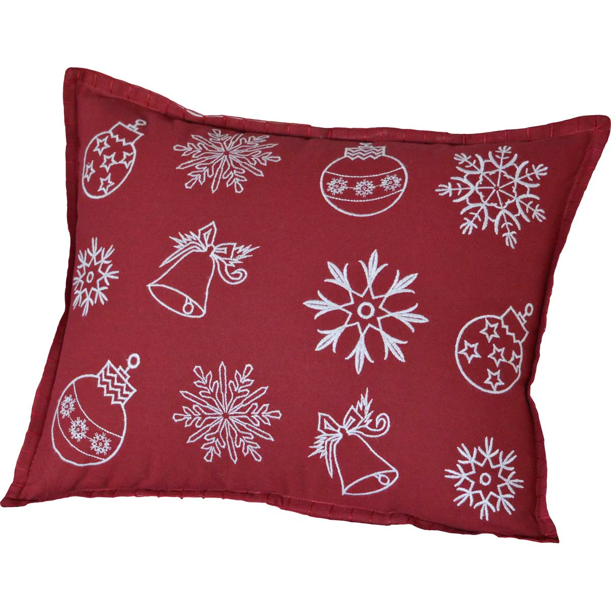 Snow Ornaments 14" x 18" Red Christmas Pillow - Image 2