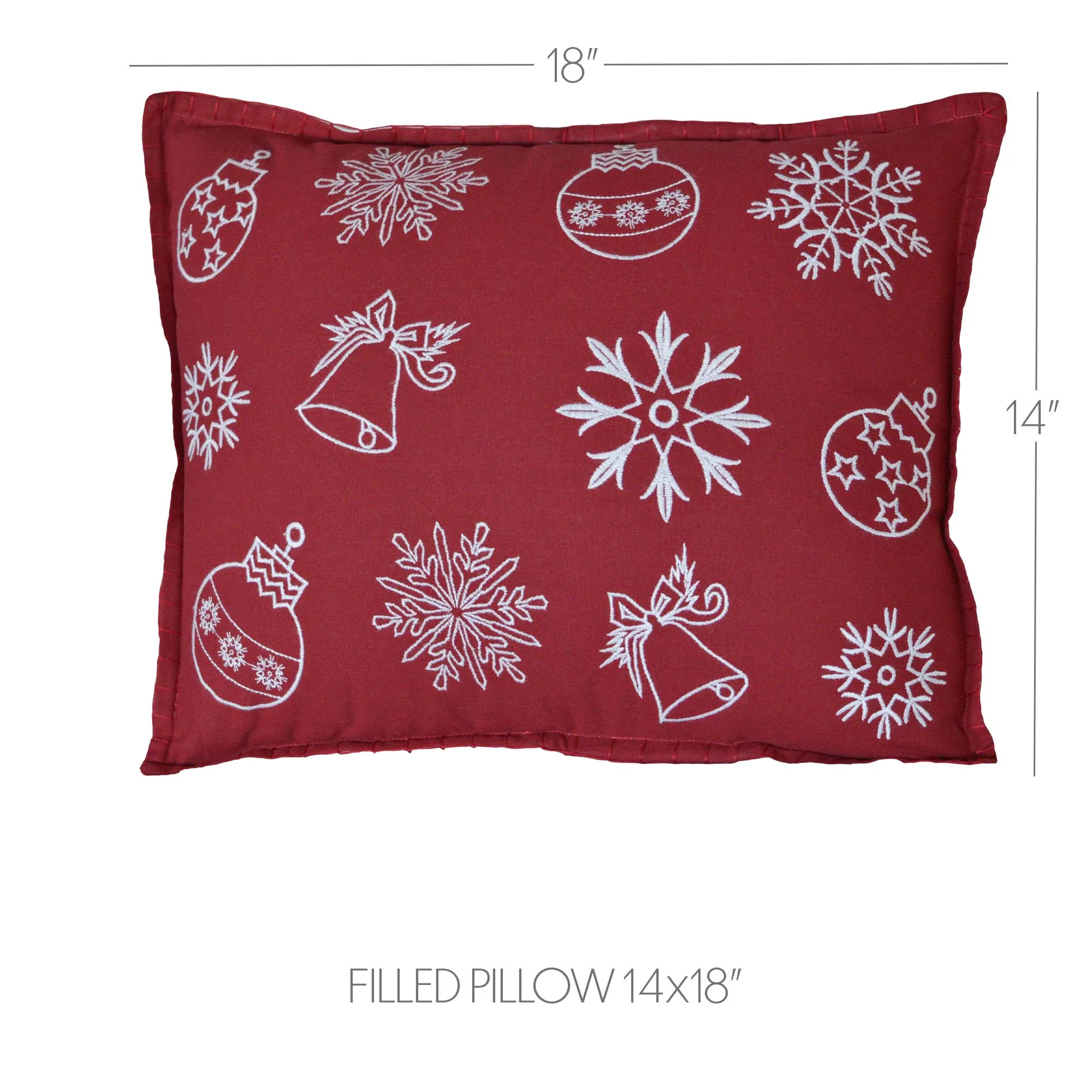 Snow Ornaments 14" x 18" Red Christmas Pillow - Image 3