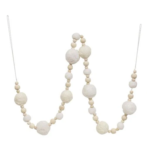 Snowball & Natural Bead 4 Foot Garland - Image 2