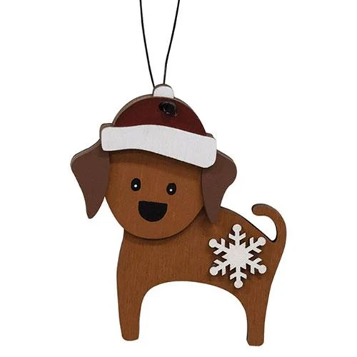 ๐ Snowflake Dog With Santa Hat Ornament