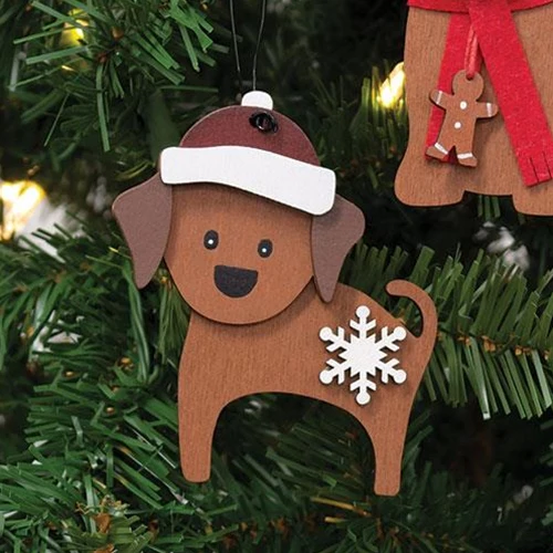 ๐ Snowflake Dog With Santa Hat Ornament - Image 2