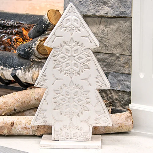 💙 Snowflake Embossed Distressed Metal 14" Christmas Tree
