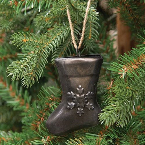 💙 Snowflake Embossed Metal Stocking Ornament - Image 2