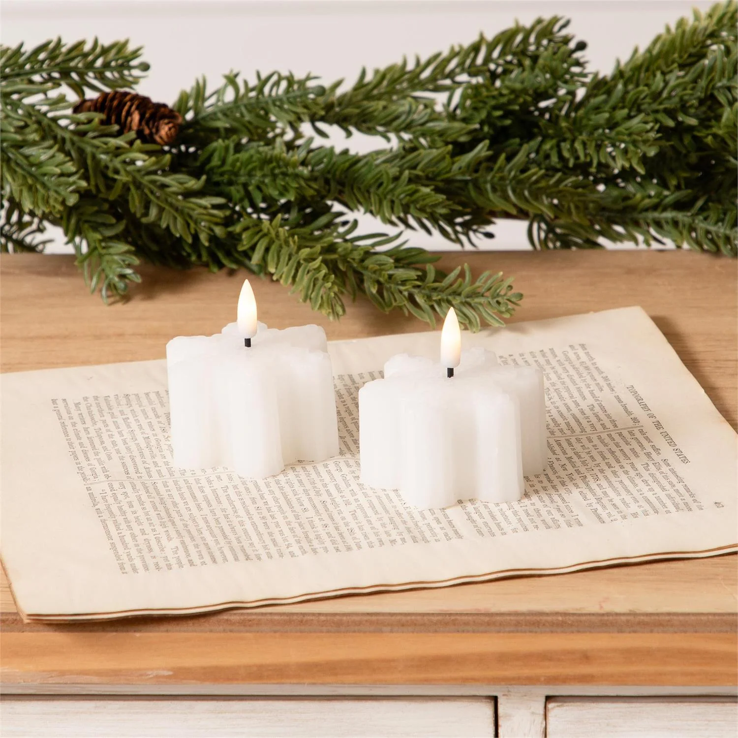 Snowflake LED Flickering Candles Set of 2 - Image 2