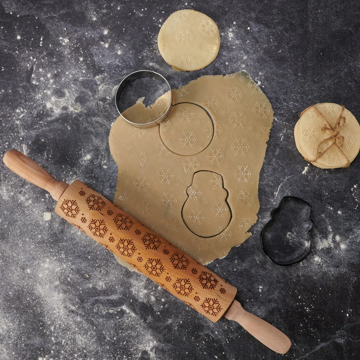 Snowflakes Large Wooden Rolling Pin - Image 2