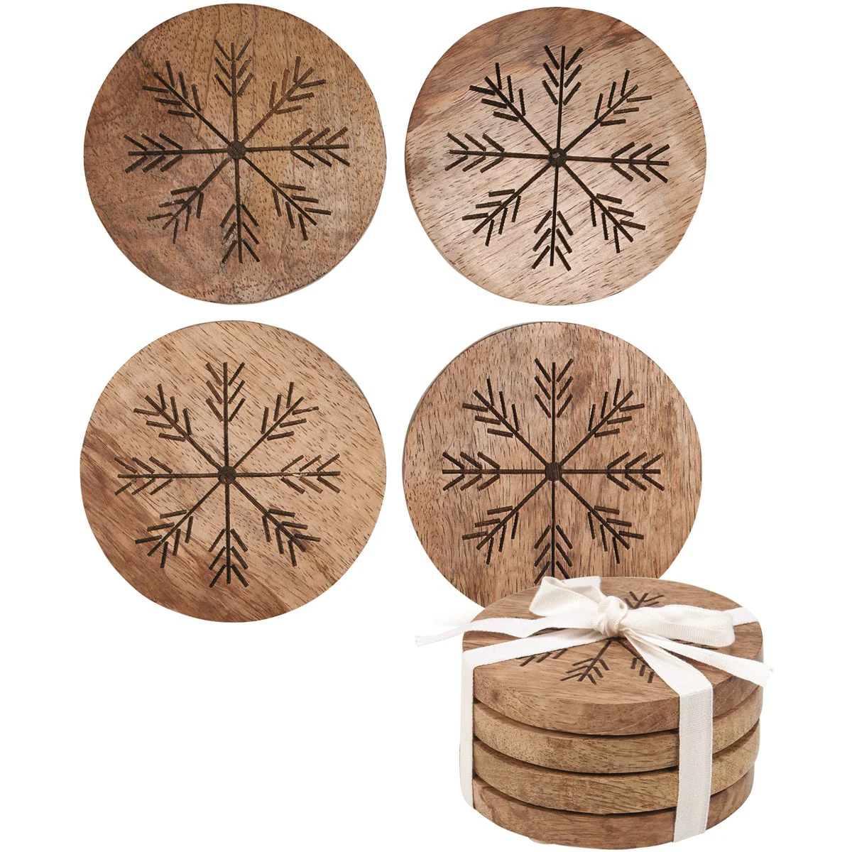 Snowflakes Wooden Coaster Set
