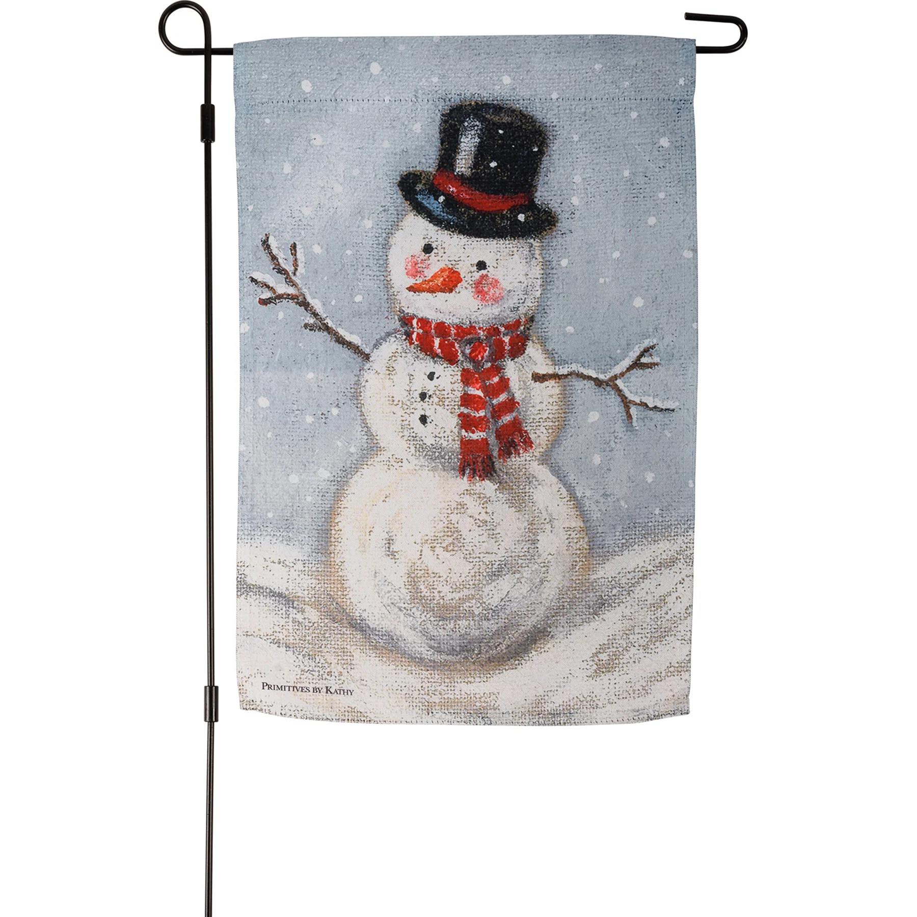 Snowman In The Snow Garden Flag