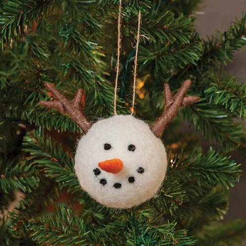 ๐ Snowman Reindeer Felt Wool Ornament