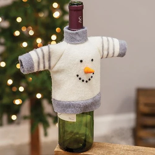 Snowman Sweater Felted Wool Bottle Topper