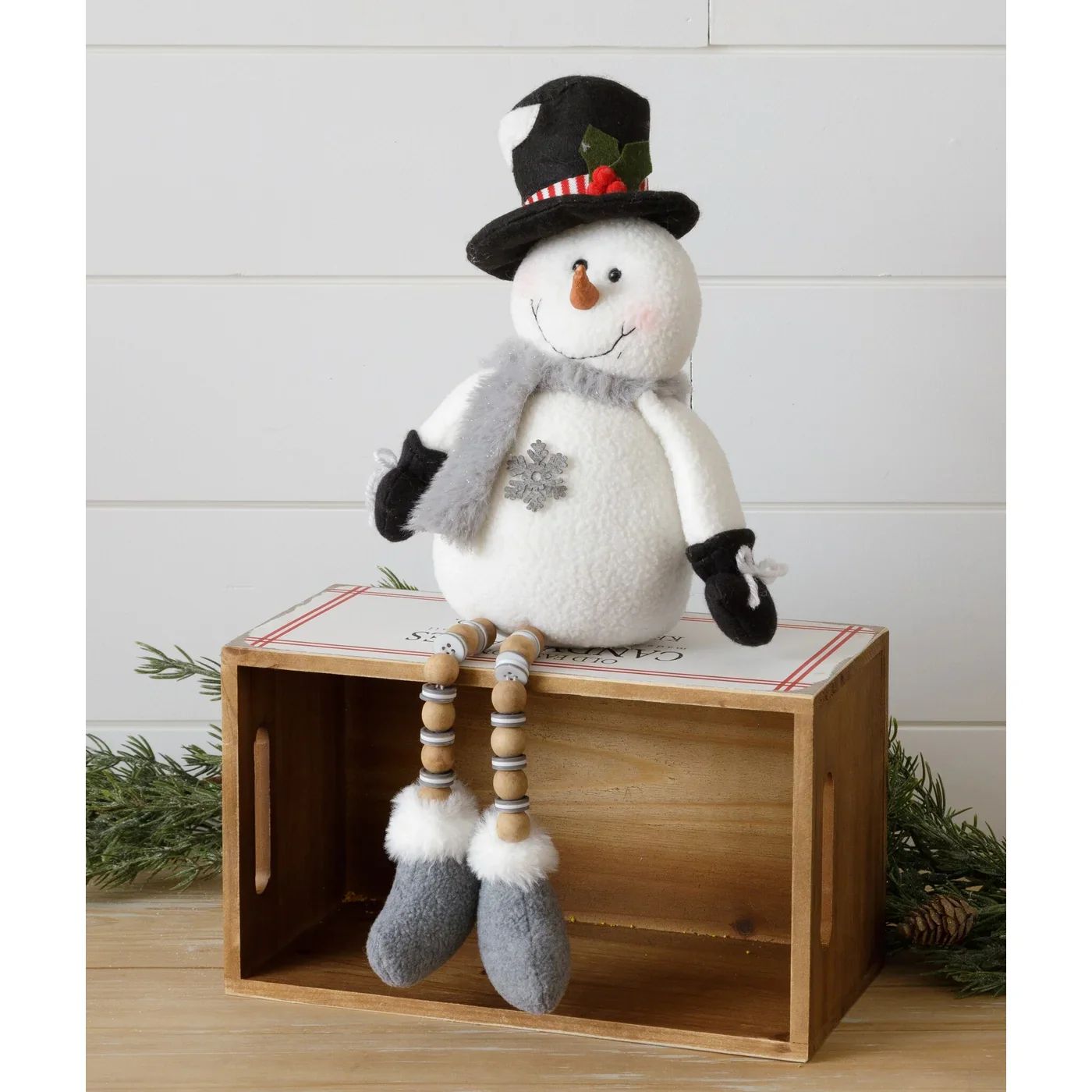 Snowman With Top Hat Shelf Sitter