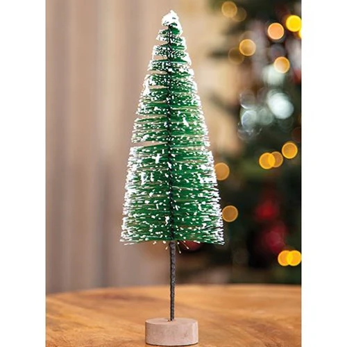 Snowy Bottle Brush 10" Faux Evergreen Tree
