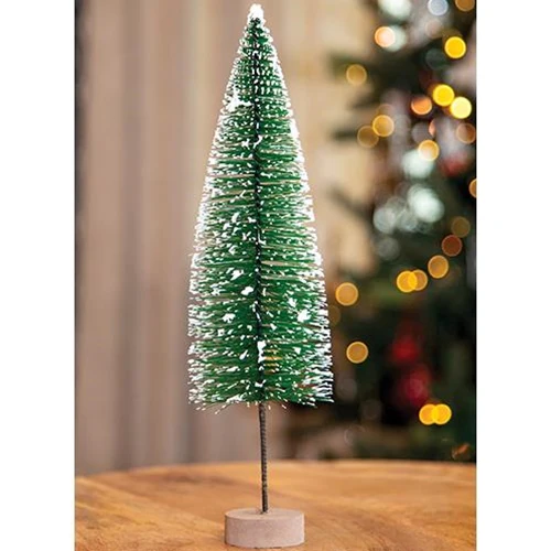 π Snowy Bottle Brush 12" Faux Evergreen Tree