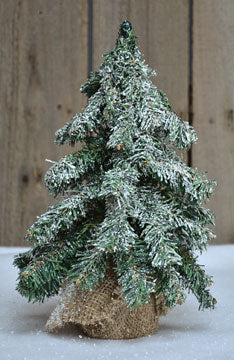 ๐ Snowy Frosted Burlap Base 12" Tree