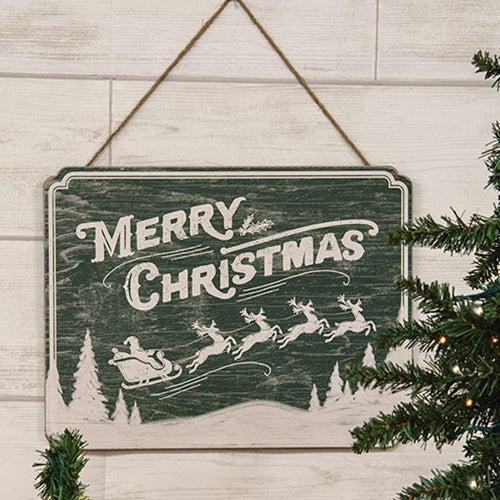 Snowy Santa & Sleigh Merry Christmas Sign - Image 2