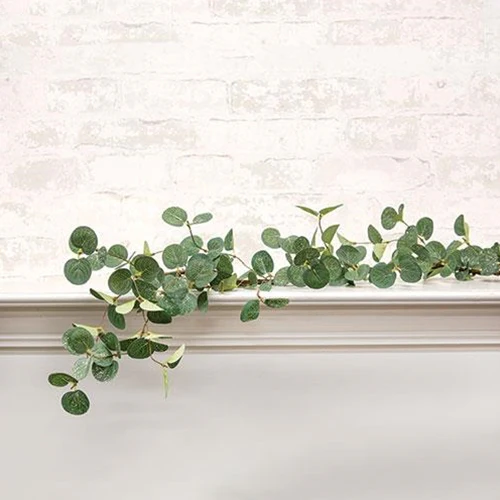 Snowy Silver Dollar 7 Ft Faux Foliage Garland - Image 2