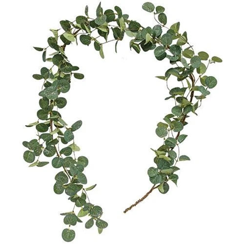 Snowy Silver Dollar 7 Ft Faux Foliage Garland - Image 3
