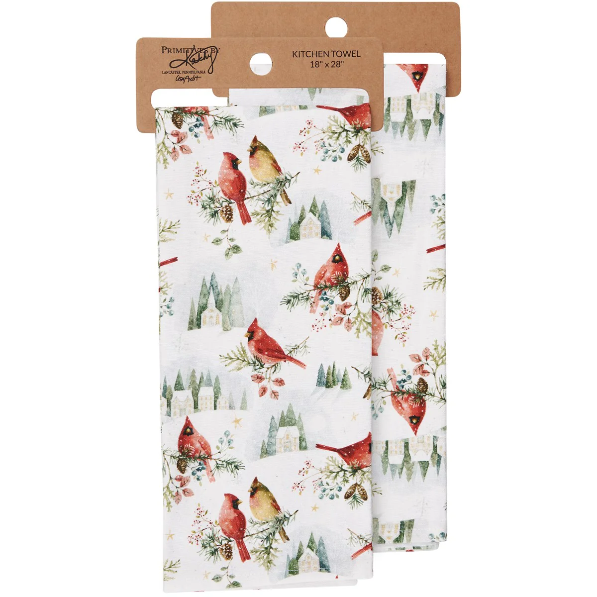 Snowy Winter Cardinals Kitchen Towel - Image 2