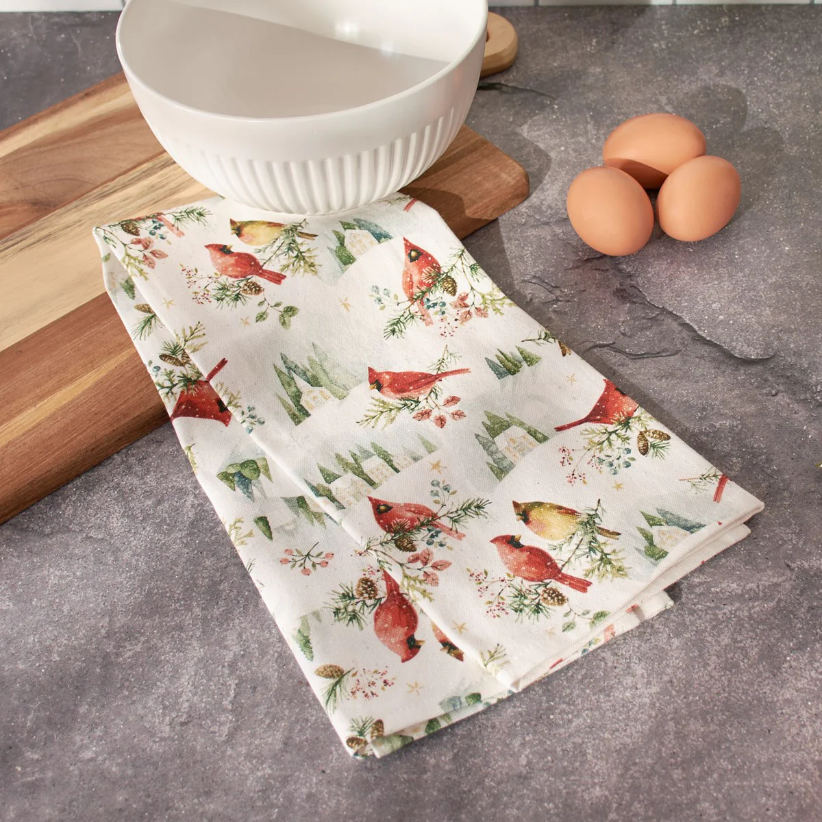 Snowy Winter Cardinals Kitchen Towel - Image 3