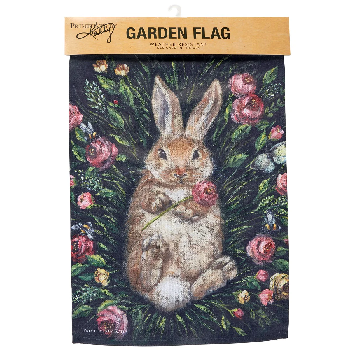 Snuggling Bunny Floral Garden Flag - Image 4