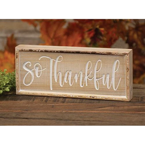 So Thankful Engraved 11.5" Wooden Block Sign - Image 2
