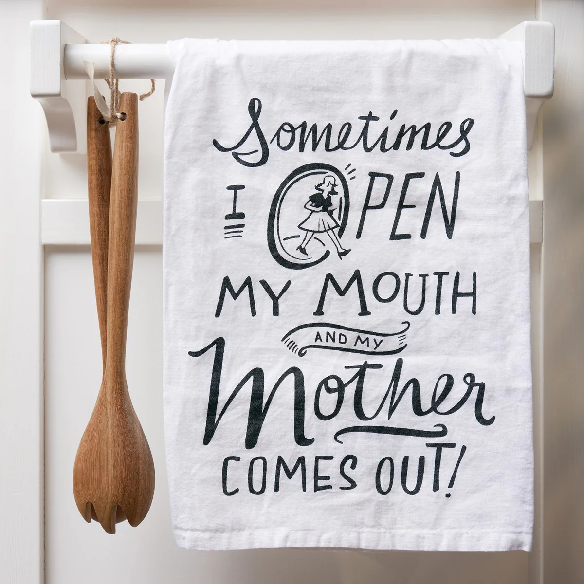 💙 Sometimes I Open My Mouth and My Mother Comes Out Kitchen Towel - Image 2