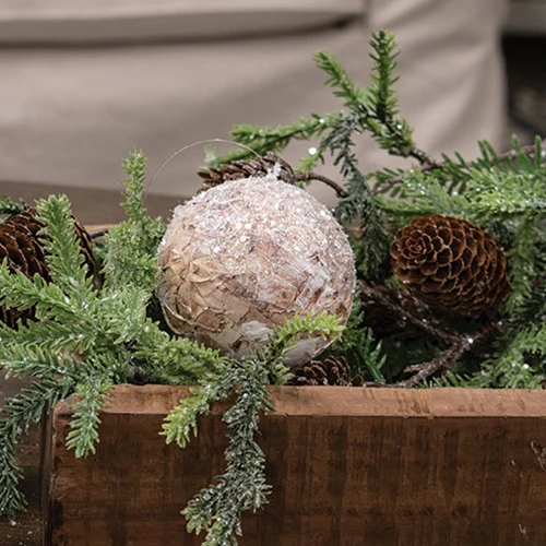 Sparkle Birch Ball 3" Natural Ornament - Image 2
