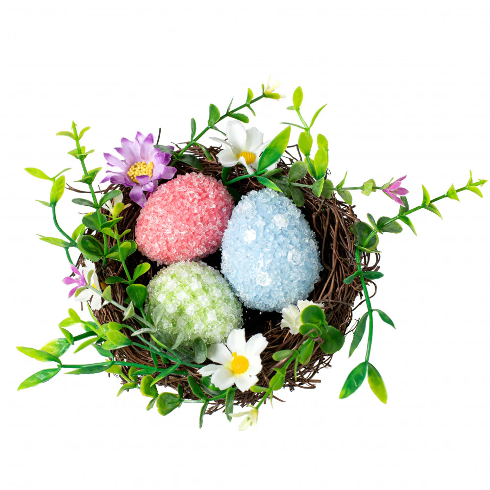 Sparkle Easter Eggs in Faux Floral Nest