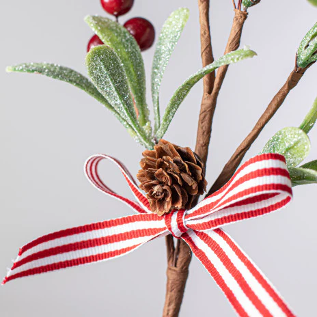 ๐ Sparkled Mistletoe with Red Berry 12" Faux Evergreen Accent Pick - Image 3
