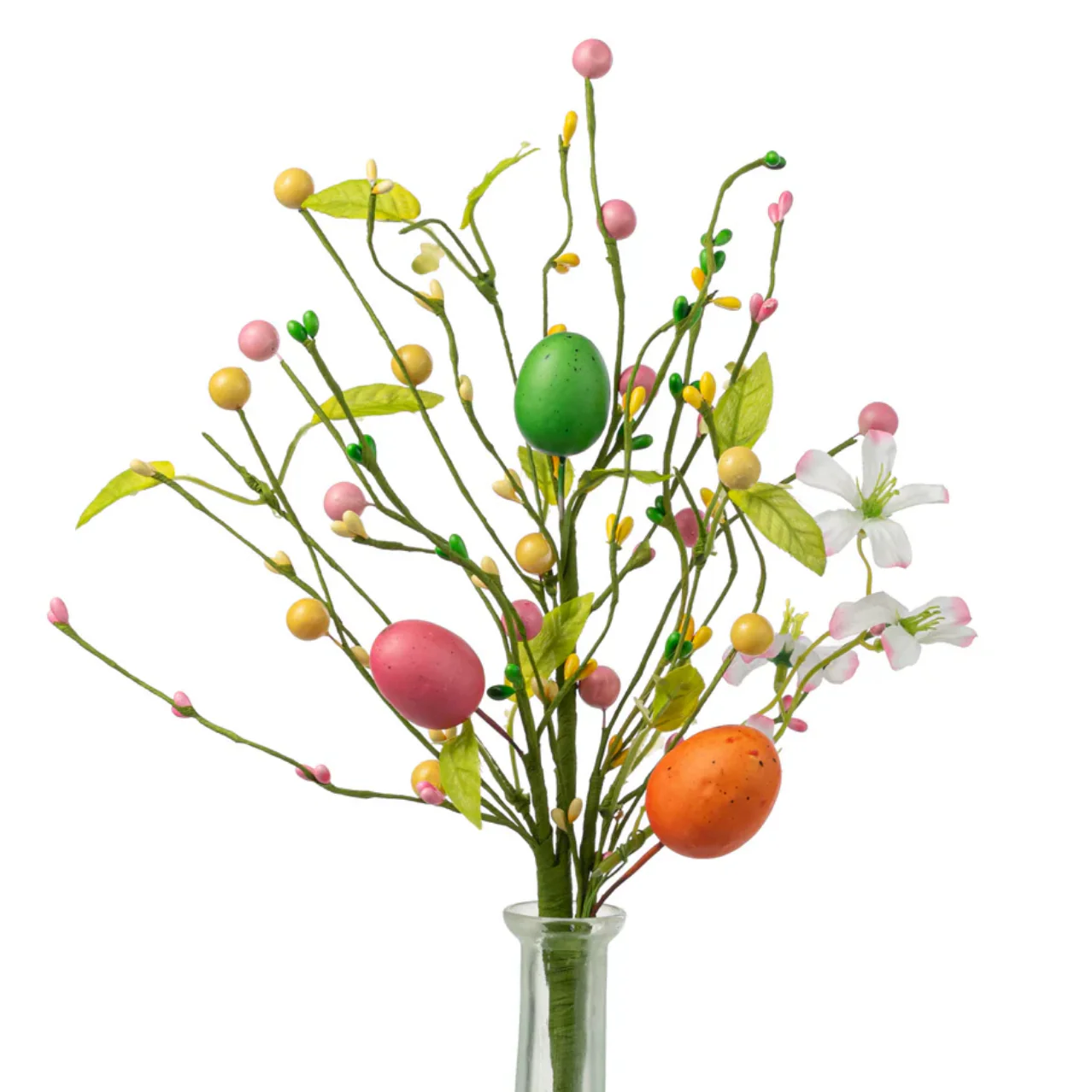💙 Speckled Easter Eggs Pips and Leaves 15" Faux Pick