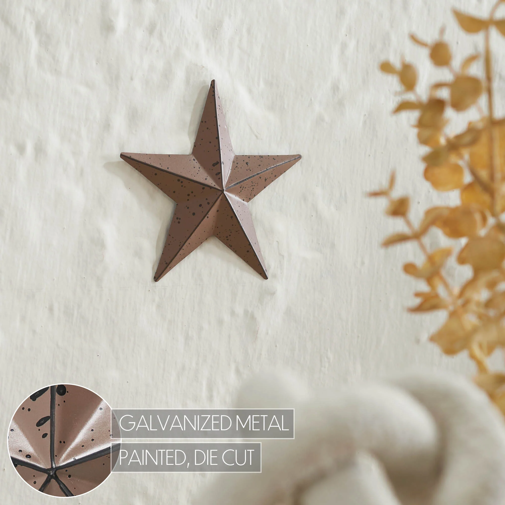 Speckled Rust Brown Distressed 4" Metal Star - Image 5