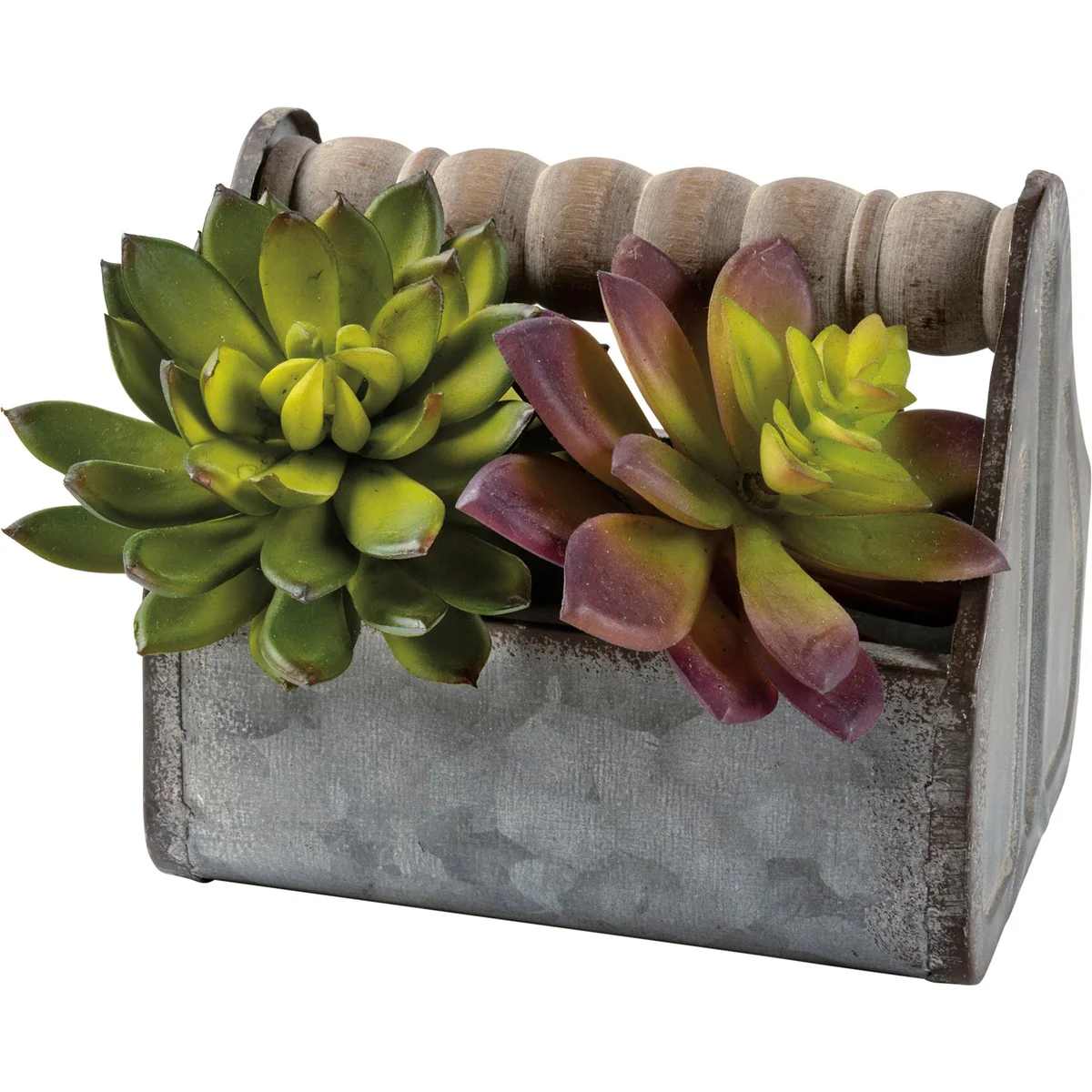 Spindle Handle Small Galvanized Metal Tray - Image 2