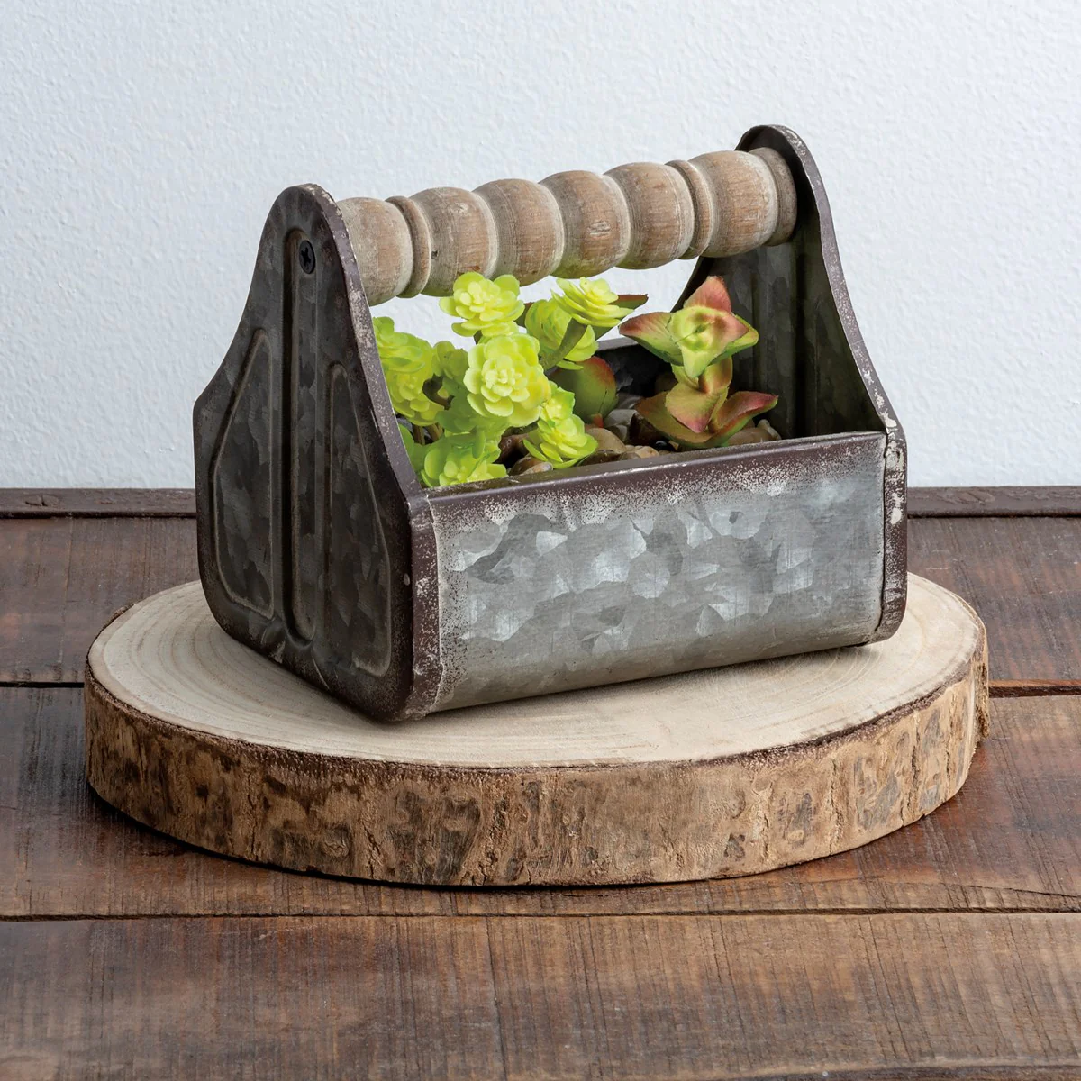 Spindle Handle Small Galvanized Metal Tray - Image 3