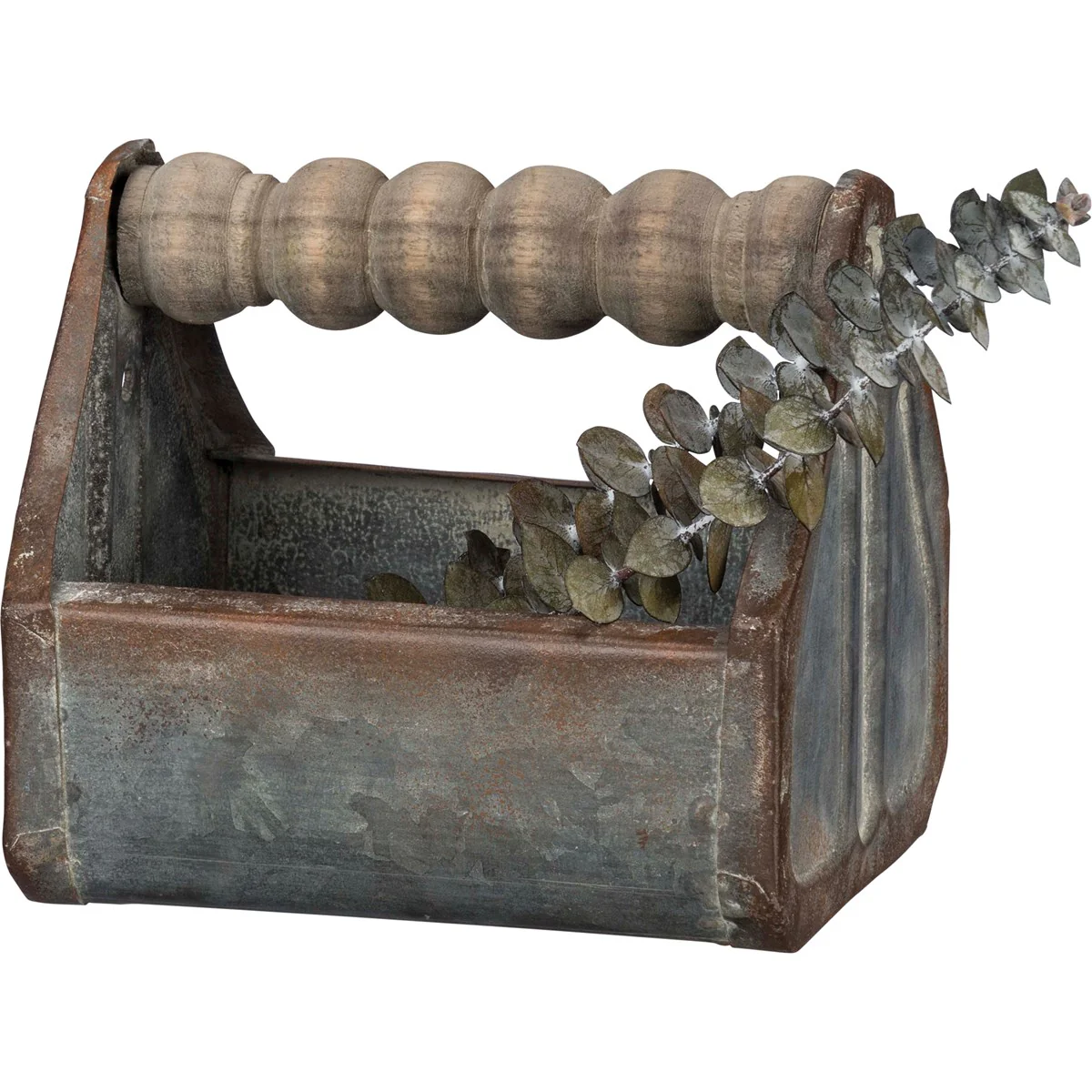 Spindle Handle Small Galvanized Metal Tray - Image 4