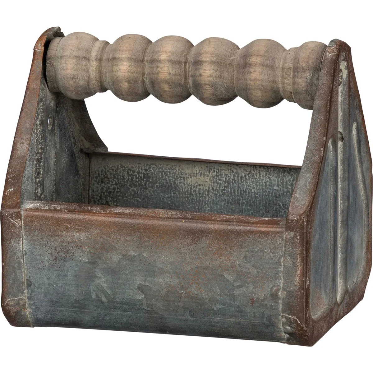 Spindle Handle Small Galvanized Metal Tray - Image 5