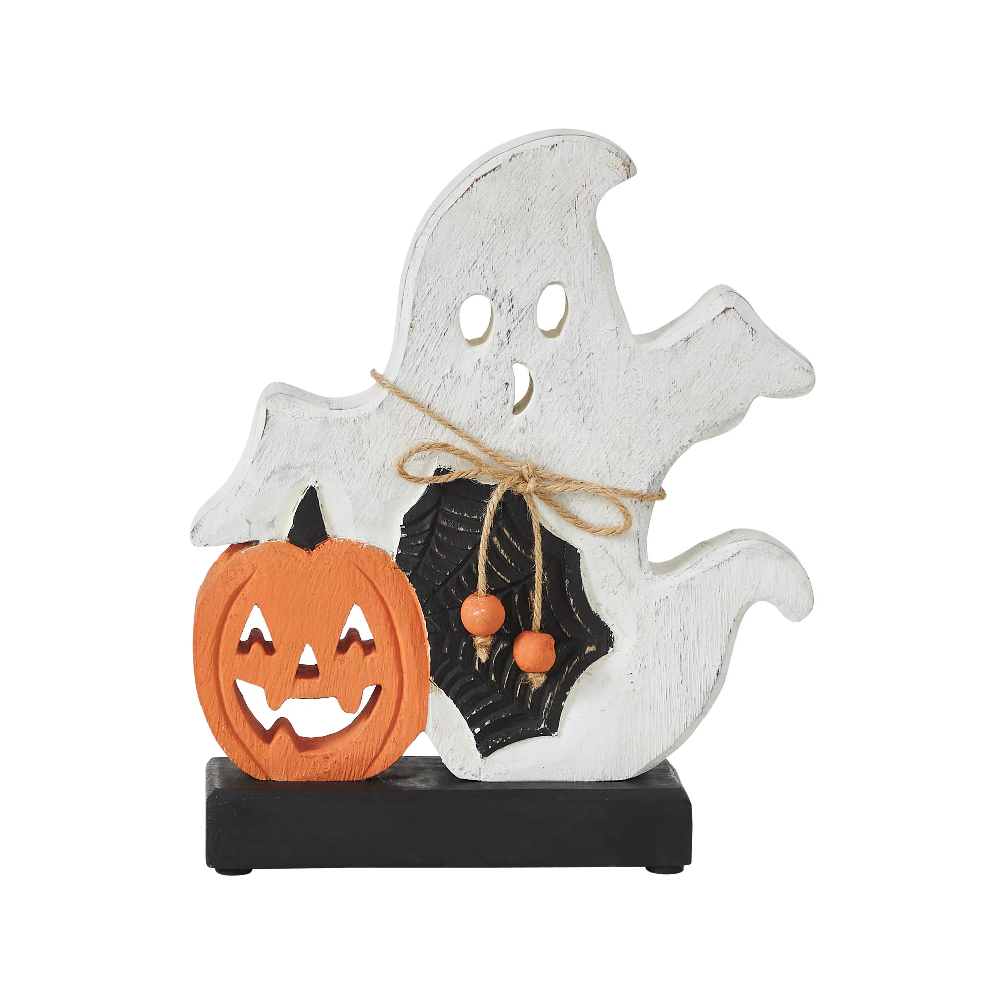 Spooky Jack-O-Lantern Wooden Ghost - Image 3