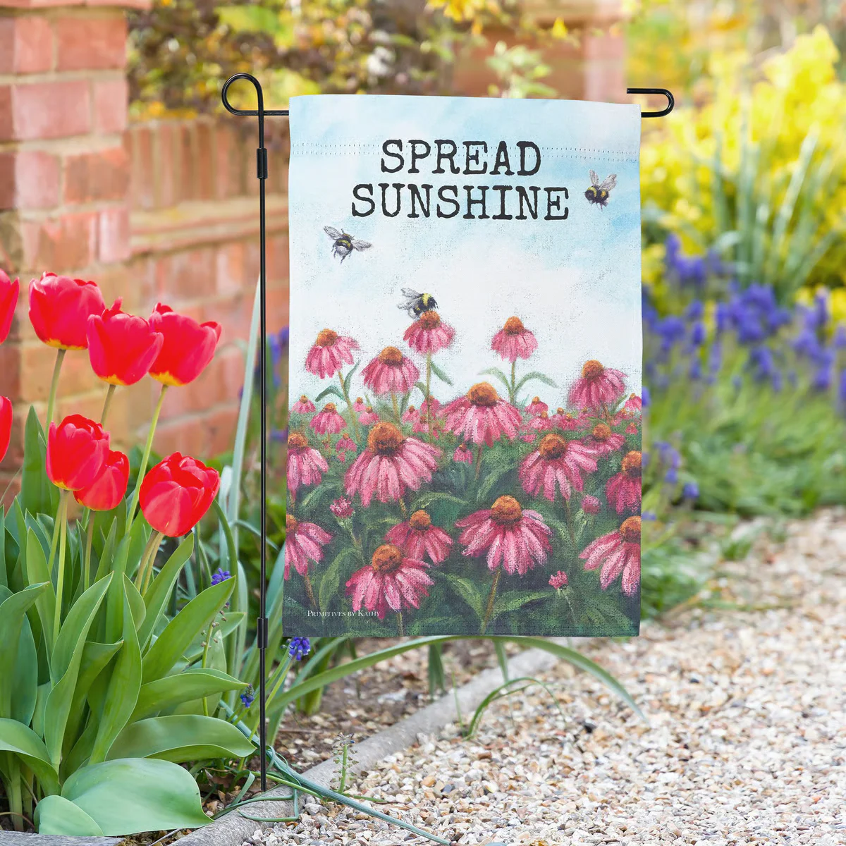 Spread Sunshine Pink Coneflower Garden Flag - Image 2